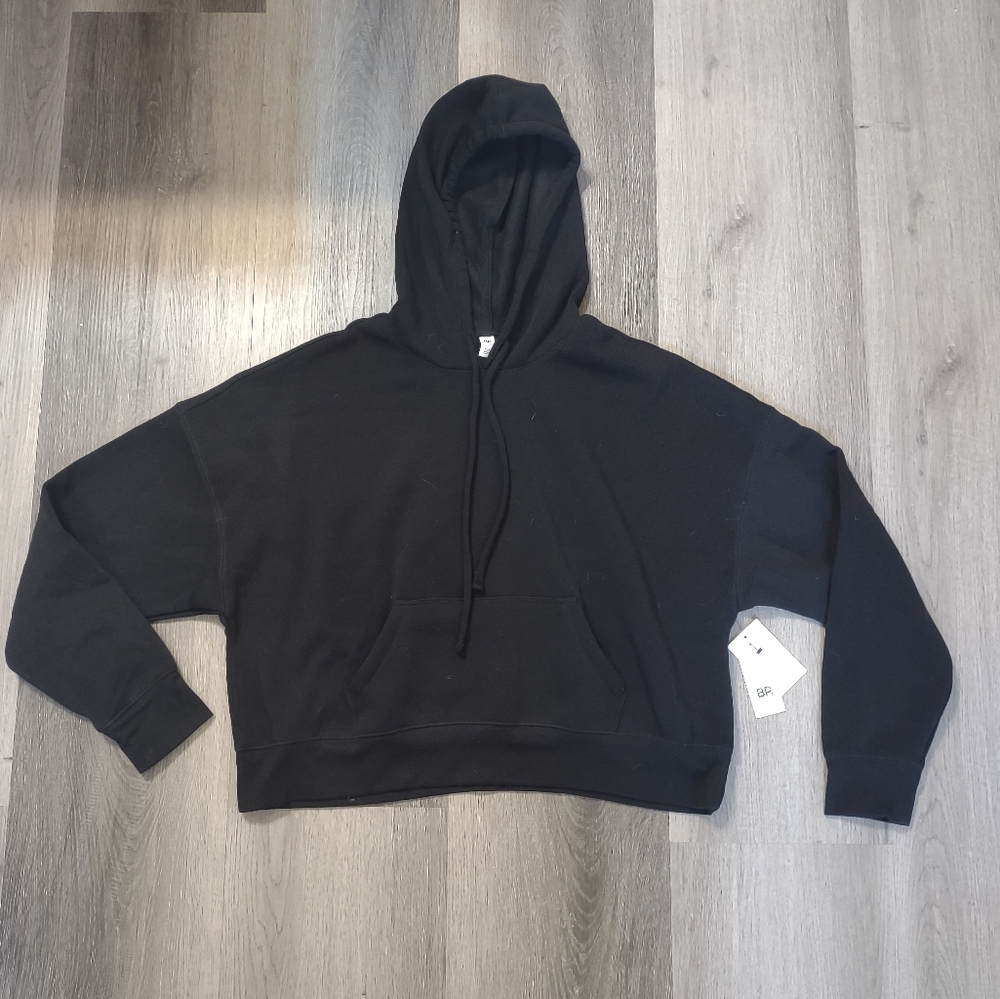 BP Nordstrom Black Cropped Basic Hoodie Sz Large